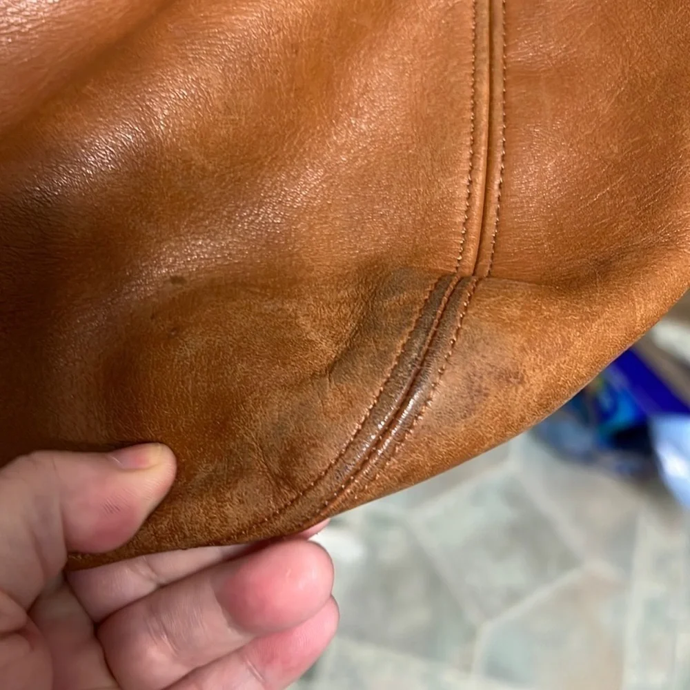 VTG COACH tote bucket bag naturally aged brown leather DYI beauty flawed gem - Picture 11 of 17